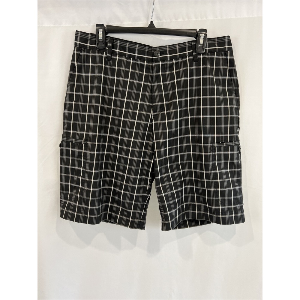 Adidas Men's Size 34 Ultimate365 10.5" Core‎ Shorts Golf Black Plaid Flat Front